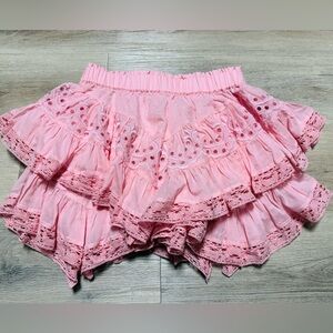 LoveShackFancy Womens Briella Lace Tiered Mini Skirt size Small